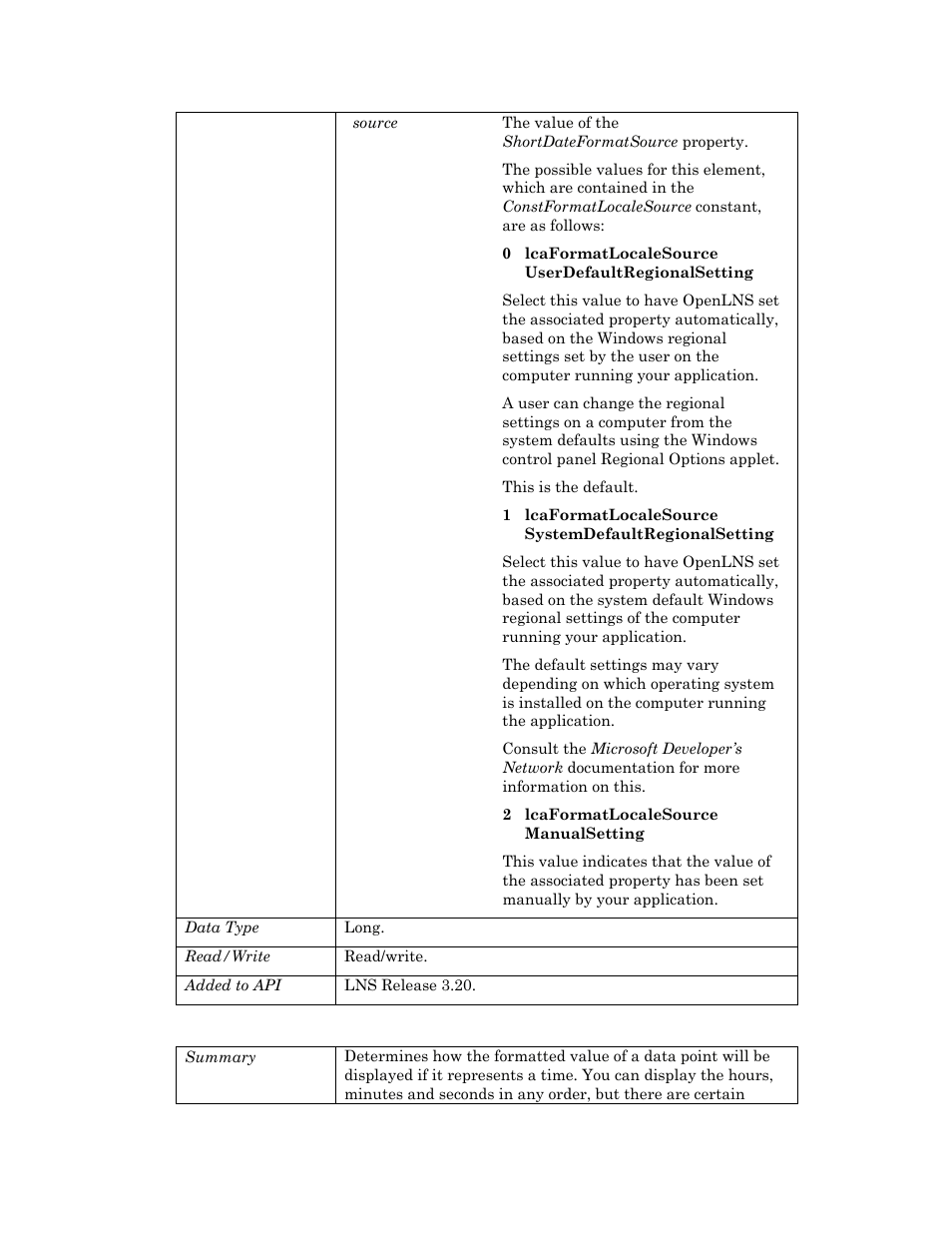 Shorttimeformat, Shortdateformat | Echelon OpenLNS User Manual | Page 385 / 1081