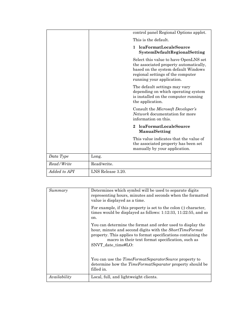 Timeformatseparator | Echelon OpenLNS User Manual | Page 388 / 1081