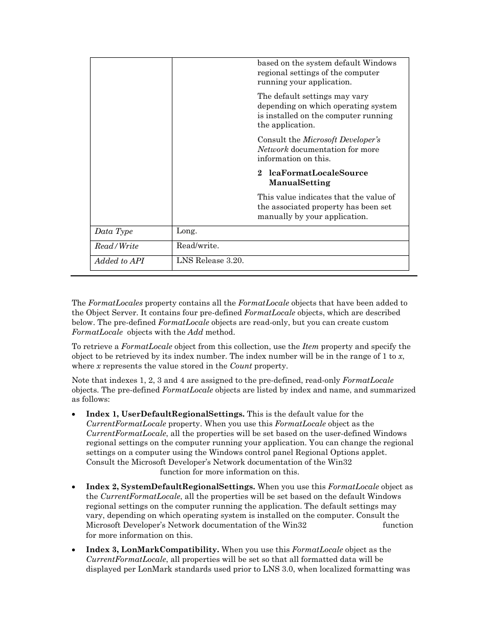 Formatlocales | Echelon OpenLNS User Manual | Page 390 / 1081