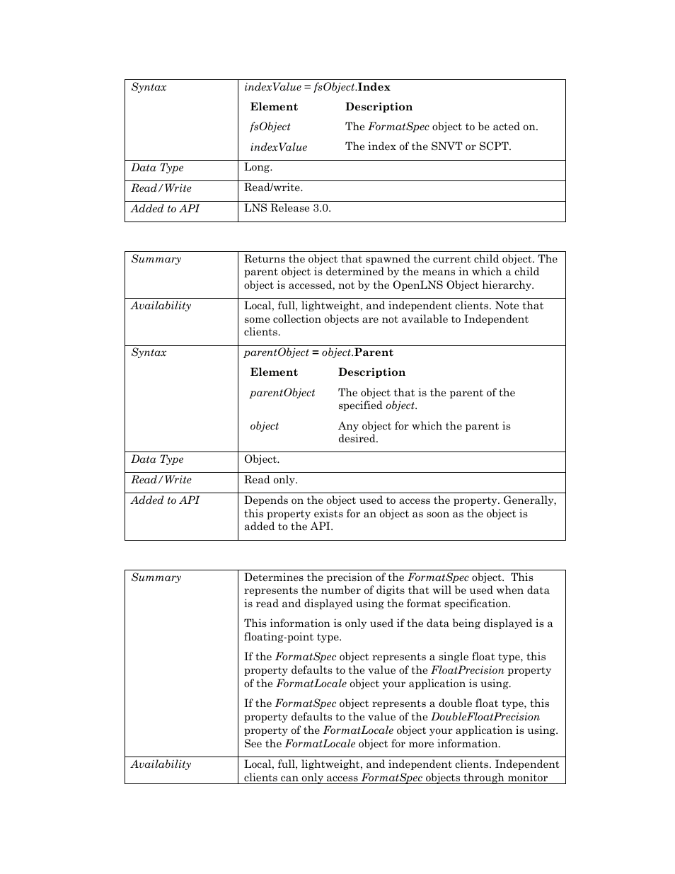 Parent, Precision | Echelon OpenLNS User Manual | Page 403 / 1081