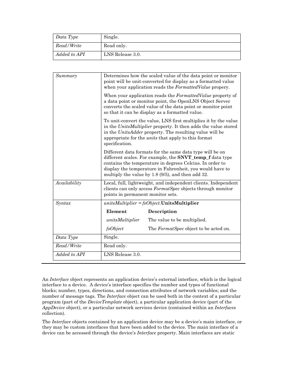 Unitsmultiplier, Interface, F interface o | N interface ob, Unitsmultiplier an | Echelon OpenLNS User Manual | Page 408 / 1081