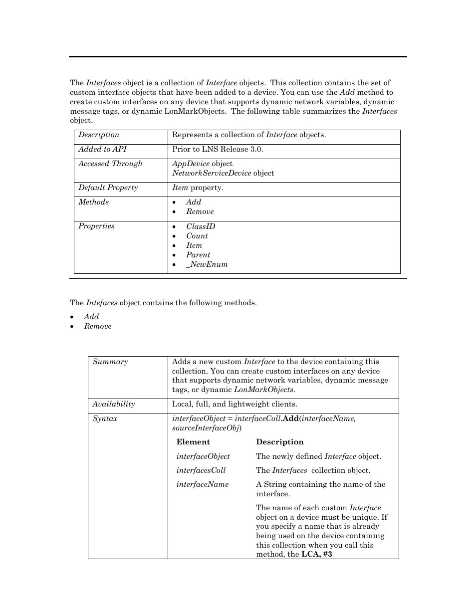 Interfaces, Methods | Echelon OpenLNS User Manual | Page 435 / 1081