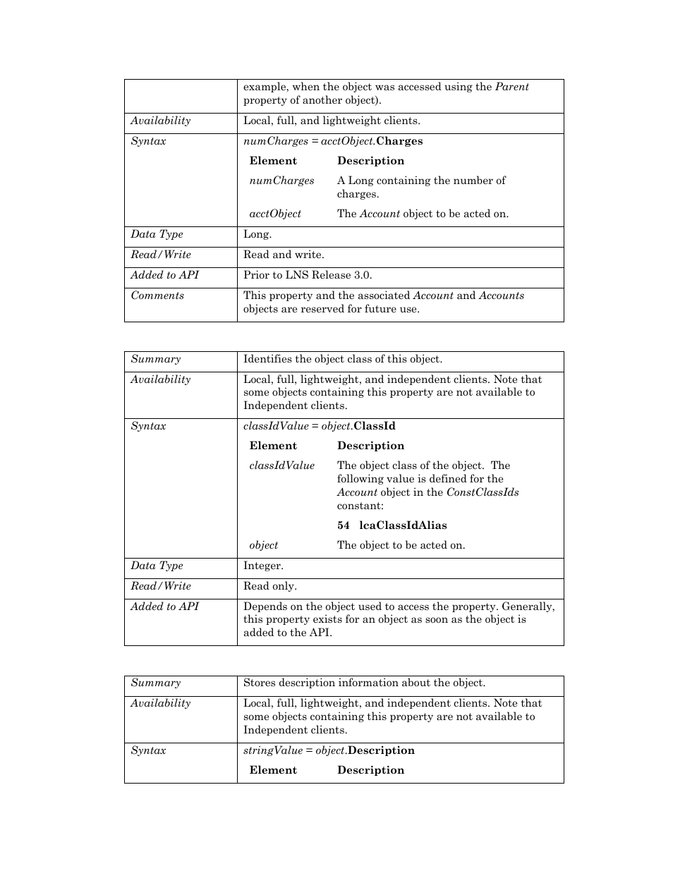 Classid, Description | Echelon OpenLNS User Manual | Page 46 / 1081