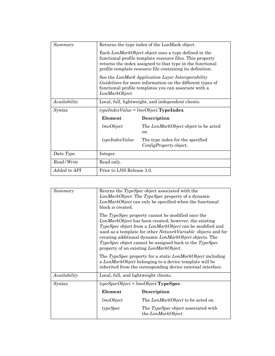 Typeindex, Typespec, Typeindex p | Echelon OpenLNS User Manual | Page 477 / 1081