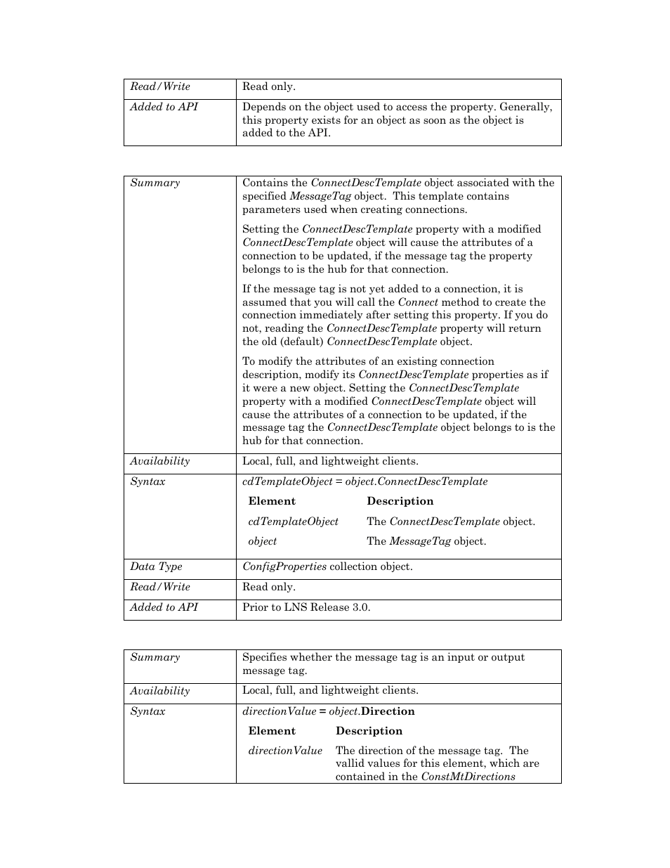 Connectdesctemplate, Direction | Echelon OpenLNS User Manual | Page 492 / 1081