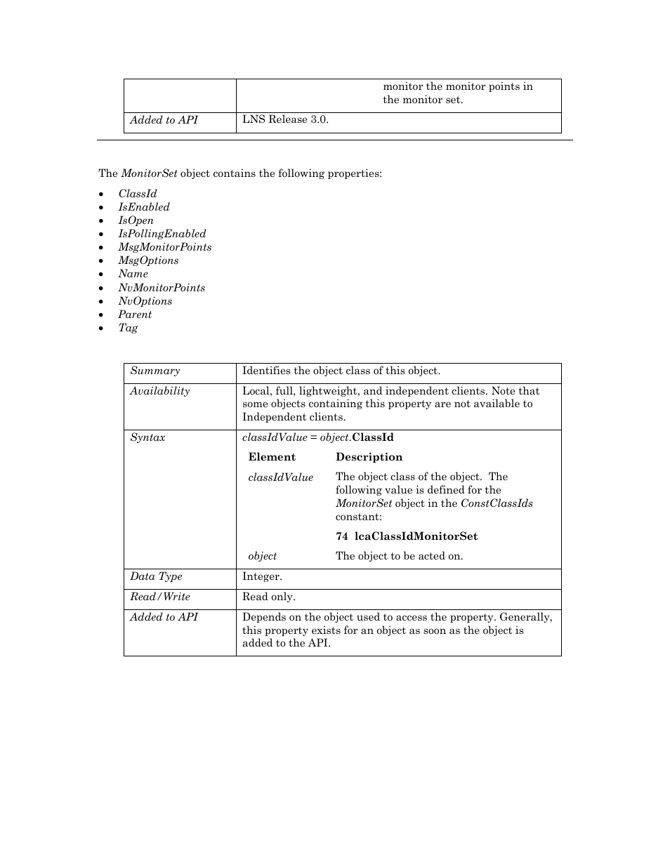 Properties, Classid | Echelon OpenLNS User Manual | Page 507 / 1081