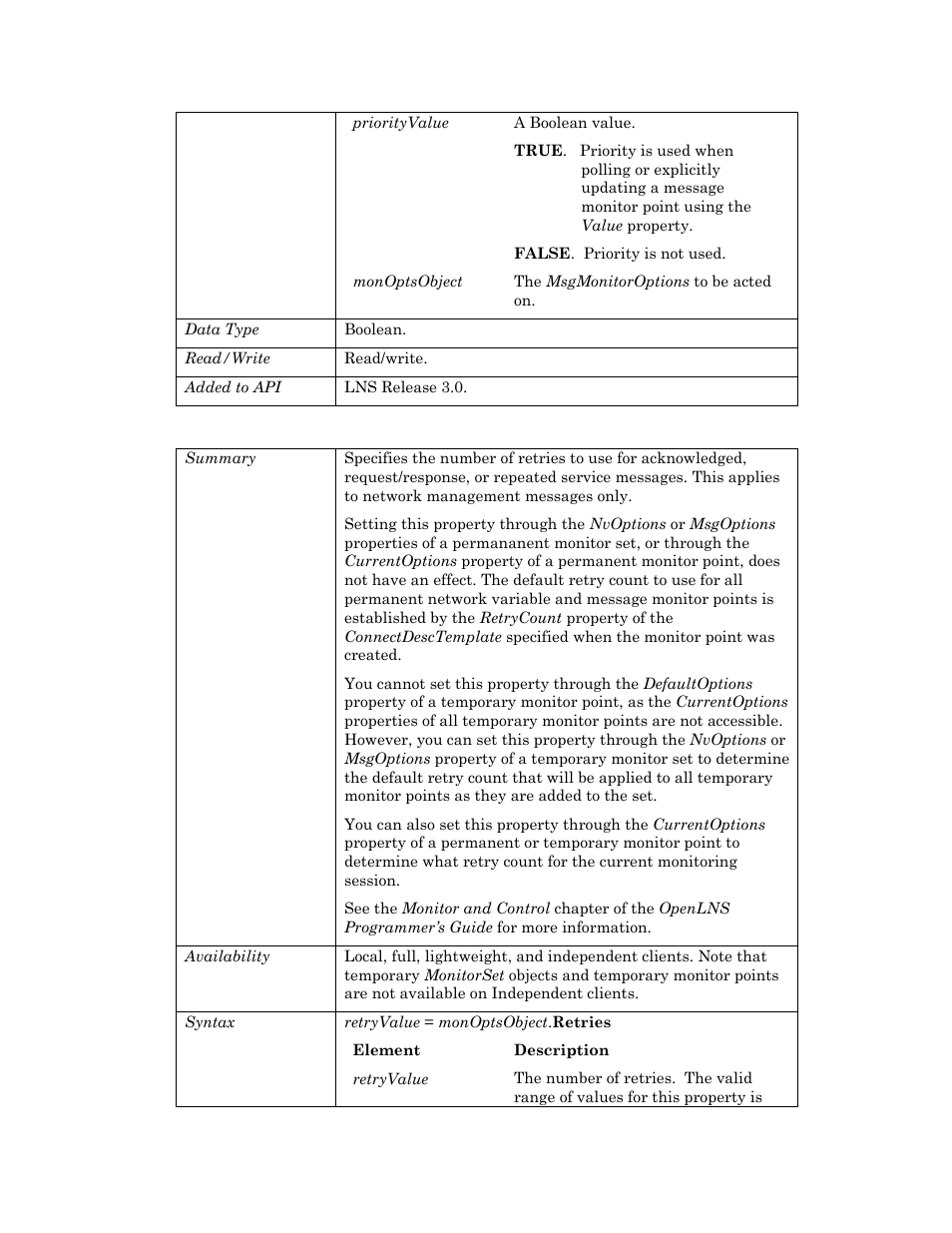 Retries | Echelon OpenLNS User Manual | Page 525 / 1081