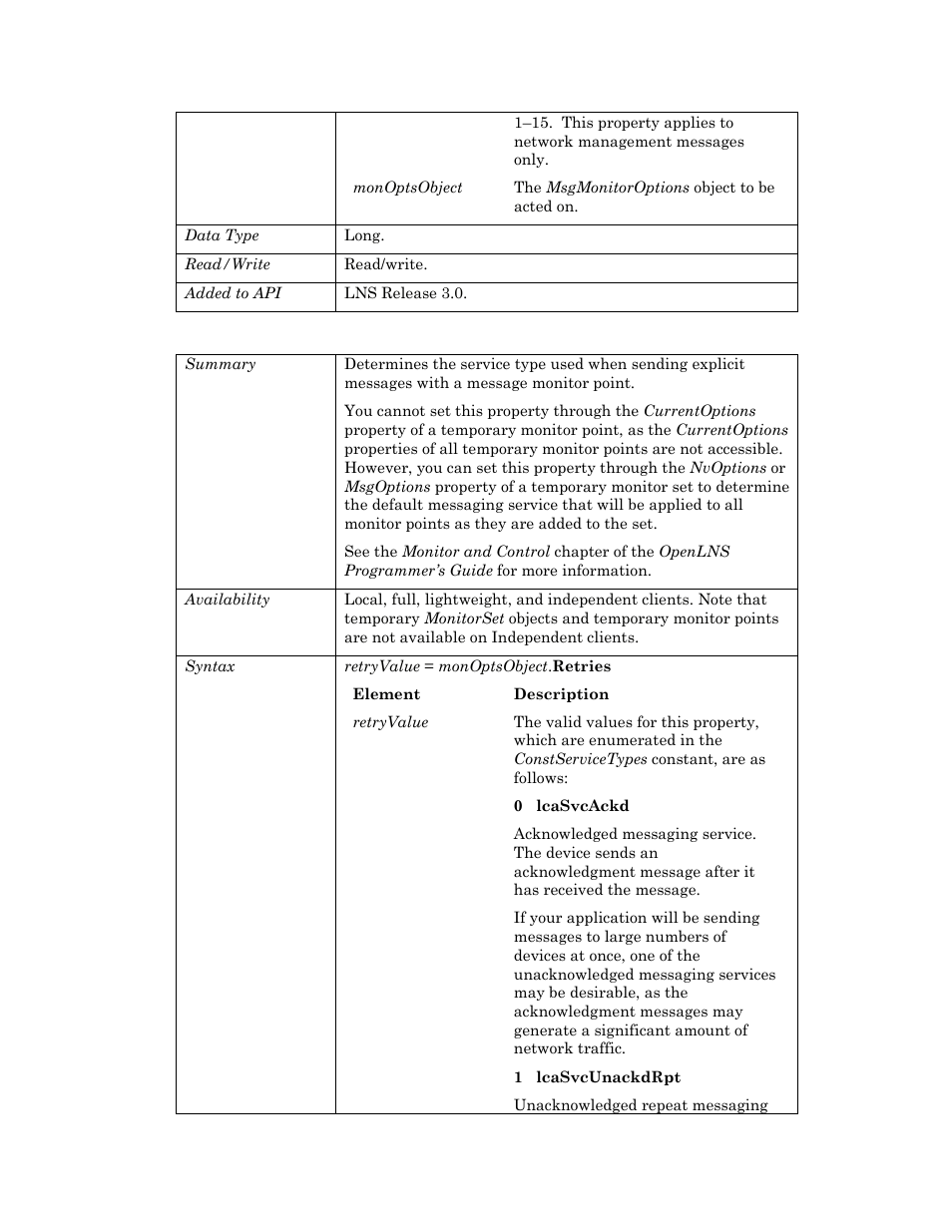 Servicetype | Echelon OpenLNS User Manual | Page 526 / 1081