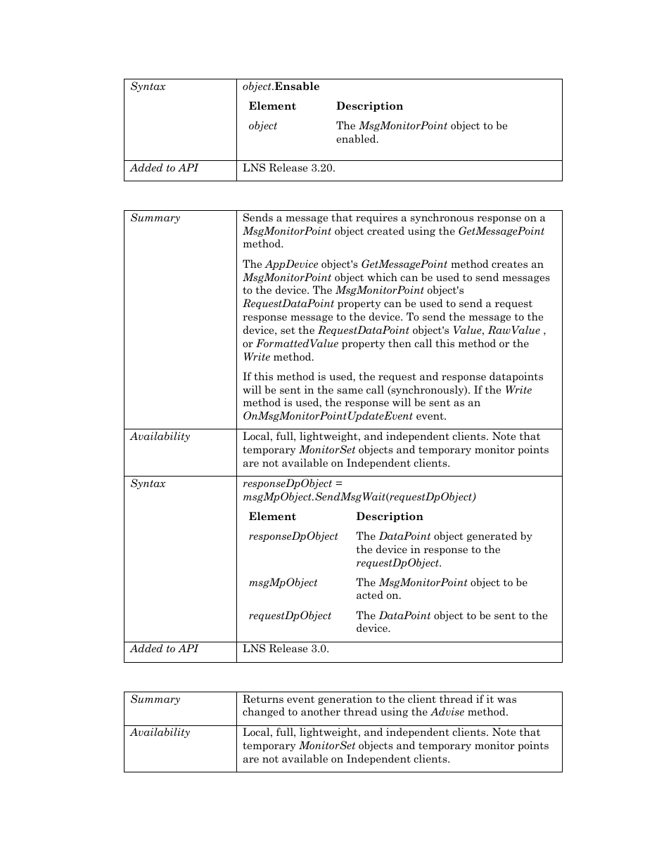 Sendmsgwait, Unadvise | Echelon OpenLNS User Manual | Page 533 / 1081