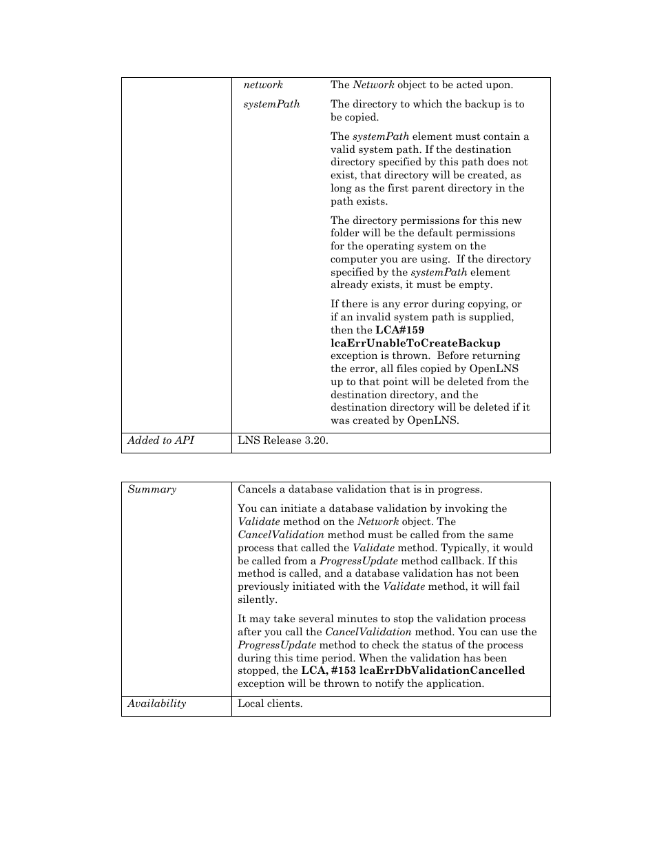 Cancelvalidation | Echelon OpenLNS User Manual | Page 553 / 1081