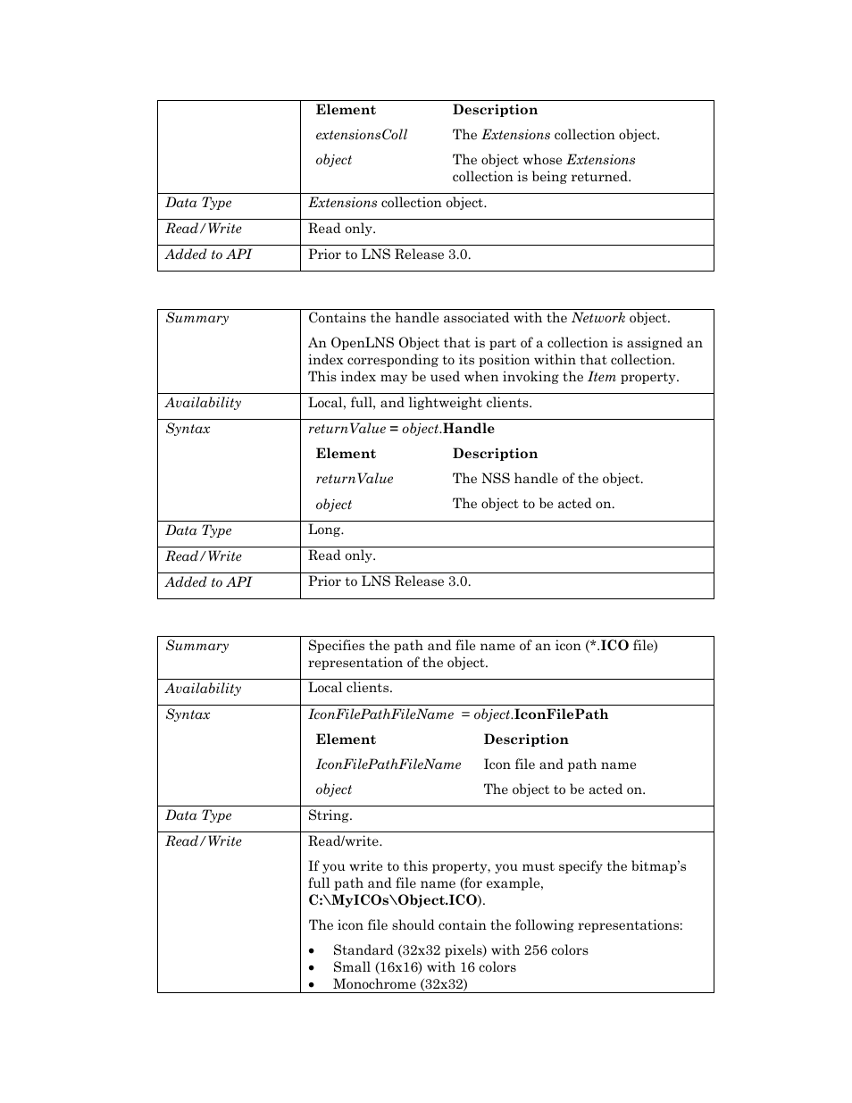 Handle, Iconfilepath | Echelon OpenLNS User Manual | Page 568 / 1081