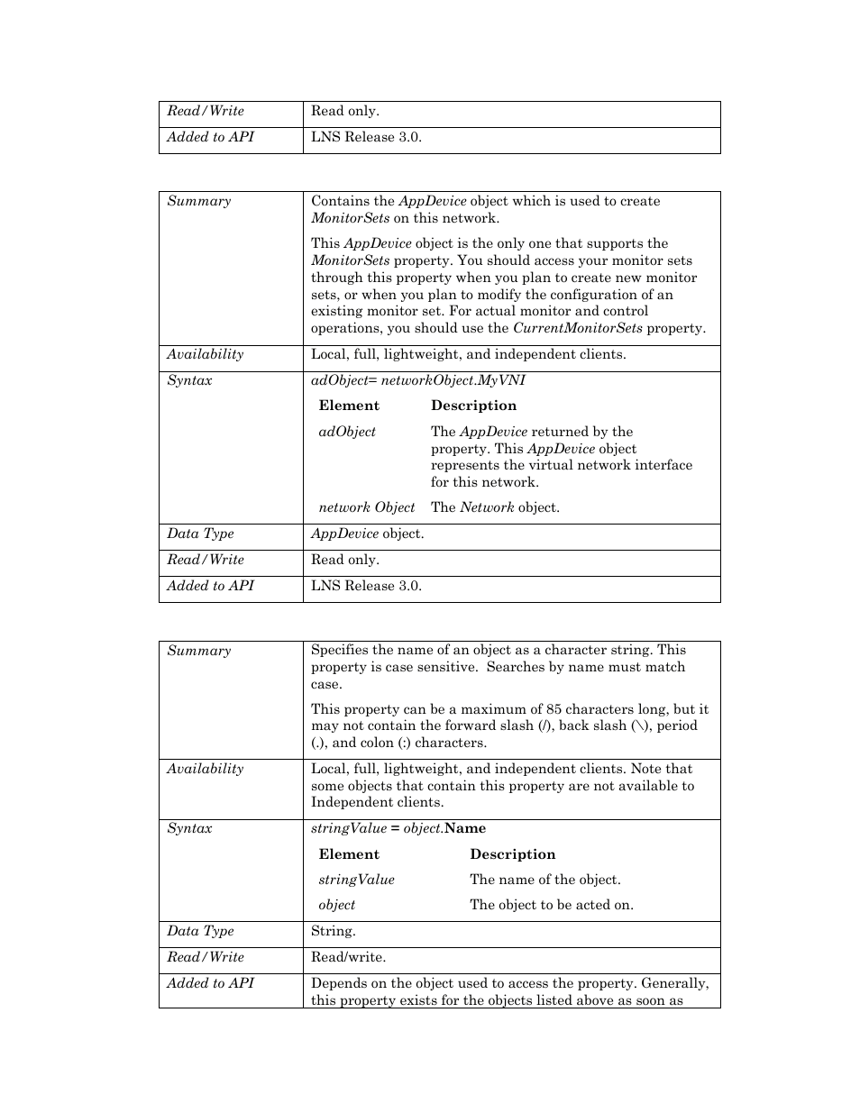 Myvni, Name | Echelon OpenLNS User Manual | Page 570 / 1081