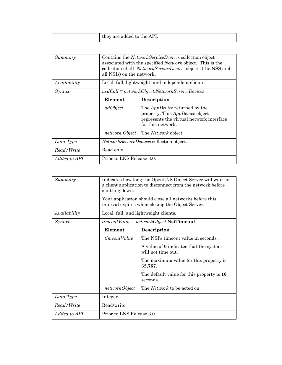 Networkservicedevices, Nsitimeout | Echelon OpenLNS User Manual | Page 571 / 1081