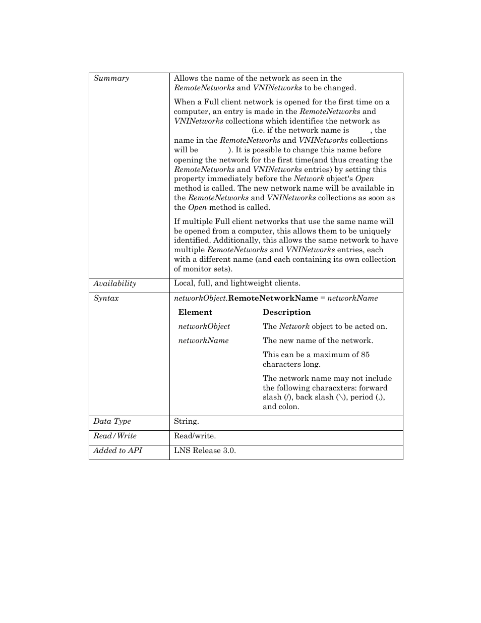 Remotenetworkname | Echelon OpenLNS User Manual | Page 573 / 1081