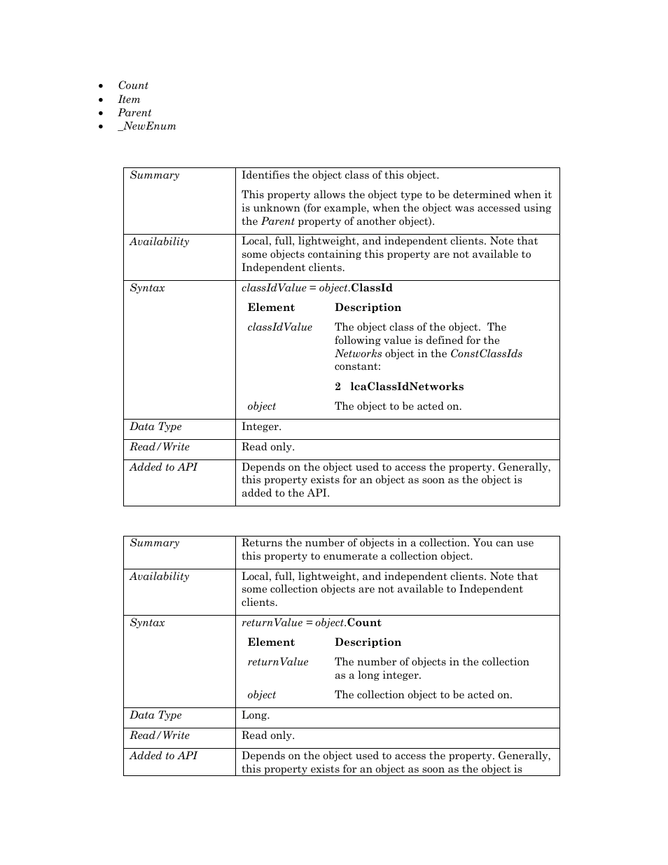 Classid, Count | Echelon OpenLNS User Manual | Page 579 / 1081