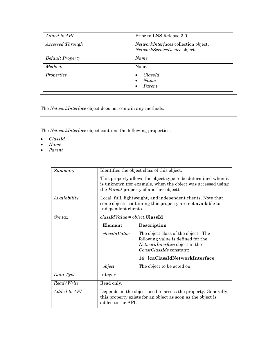 Methods, Properties, Classid | Echelon OpenLNS User Manual | Page 582 / 1081