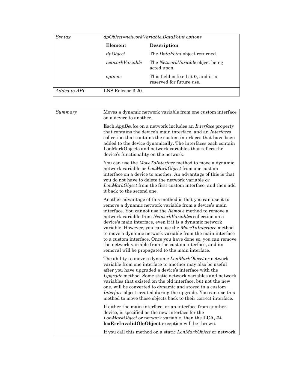 Movetointerface | Echelon OpenLNS User Manual | Page 616 / 1081