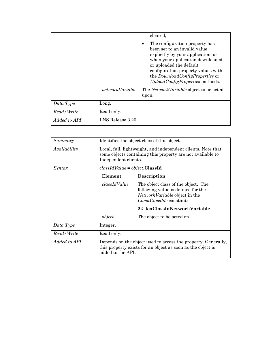 Classid | Echelon OpenLNS User Manual | Page 623 / 1081