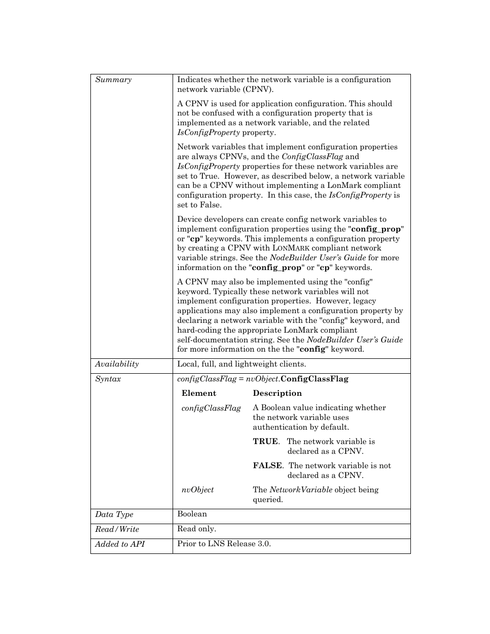 Configclassflag | Echelon OpenLNS User Manual | Page 624 / 1081