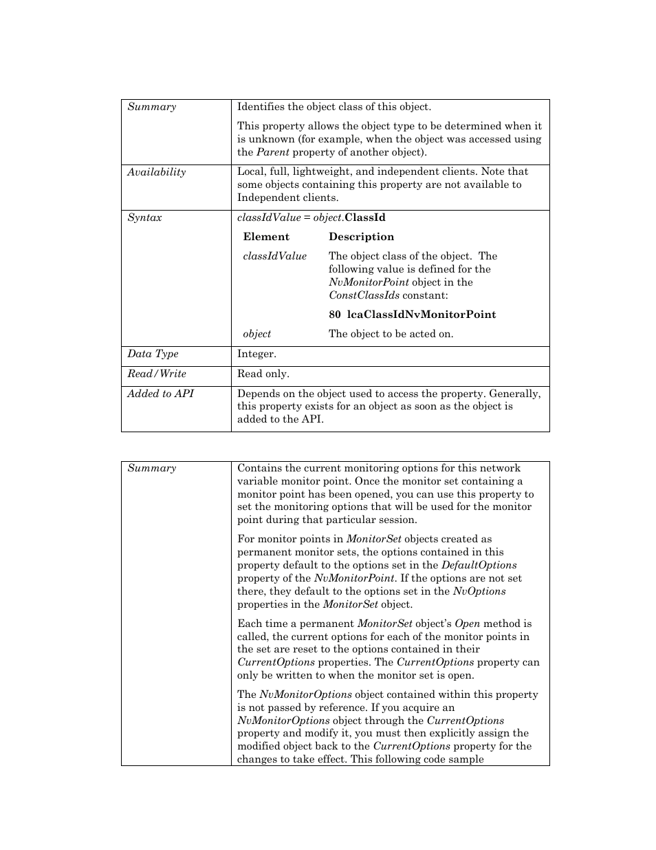 Classid, Currentoptions | Echelon OpenLNS User Manual | Page 685 / 1081