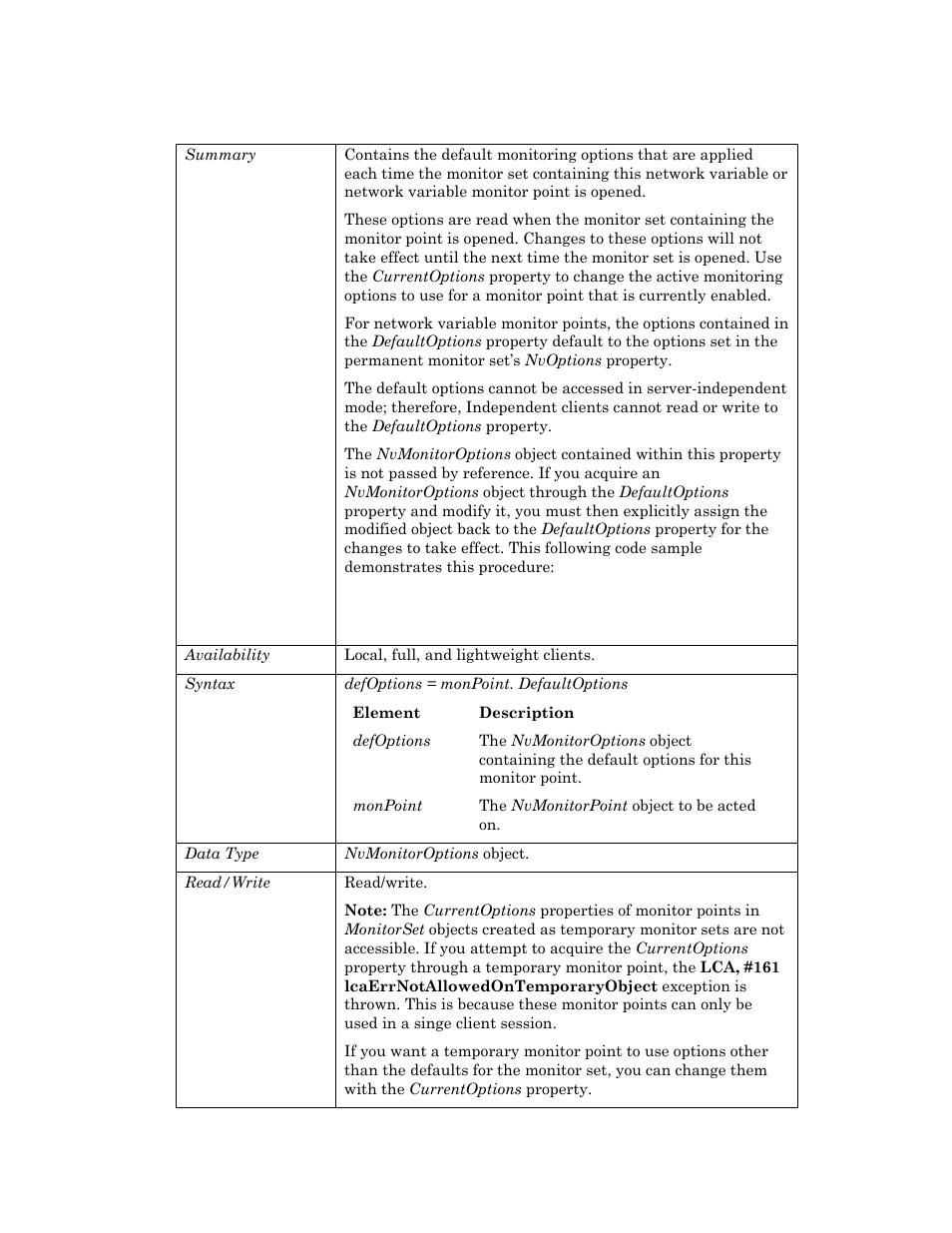 Defaultoptions, Defaultoptions p, E defaultoptions p | A defaultoptions, E defaultoptions | Echelon OpenLNS User Manual | Page 687 / 1081