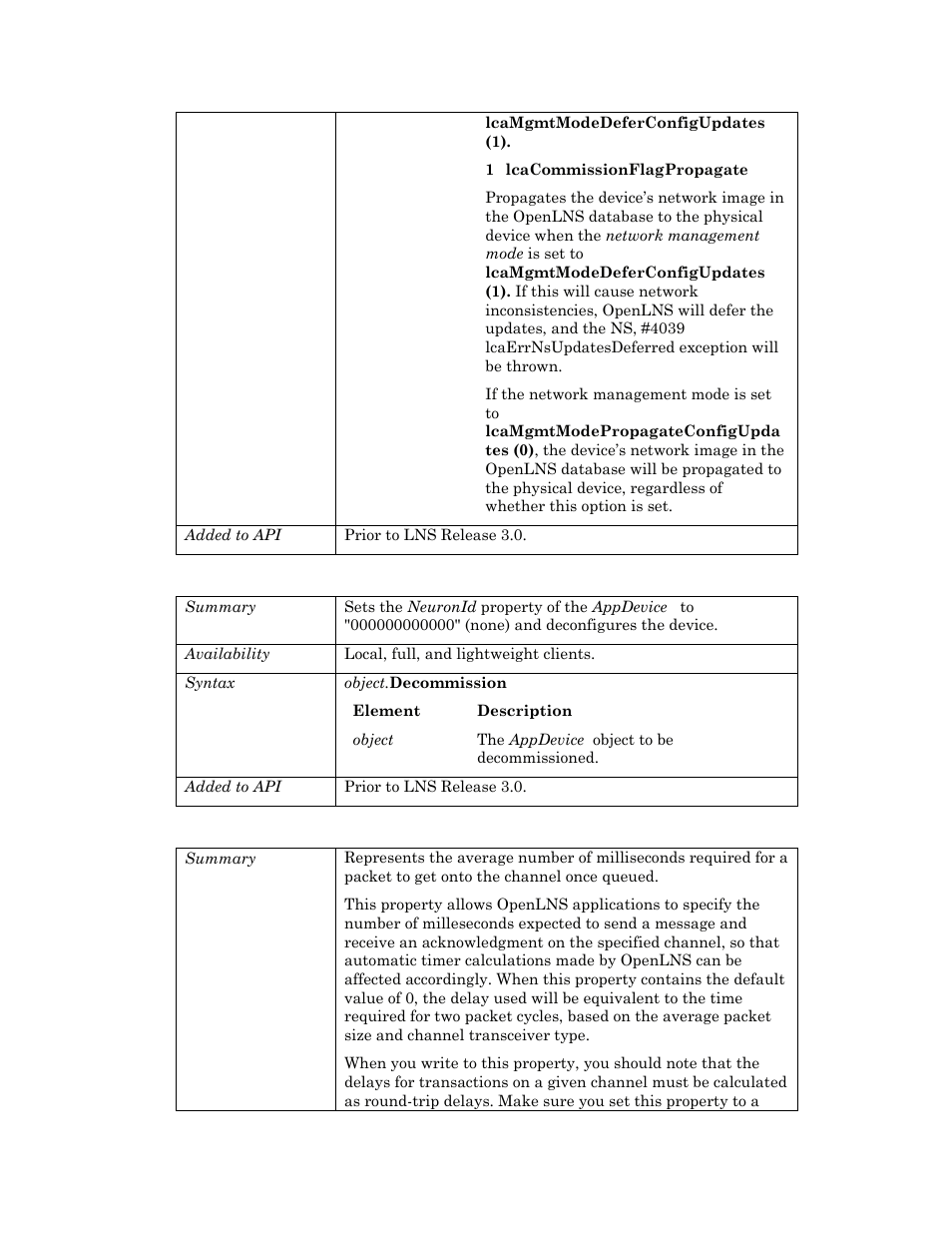 Decommission, Delay, Downloadconfigproperties | Ll downloadconfigproperties | Echelon OpenLNS User Manual | Page 70 / 1081