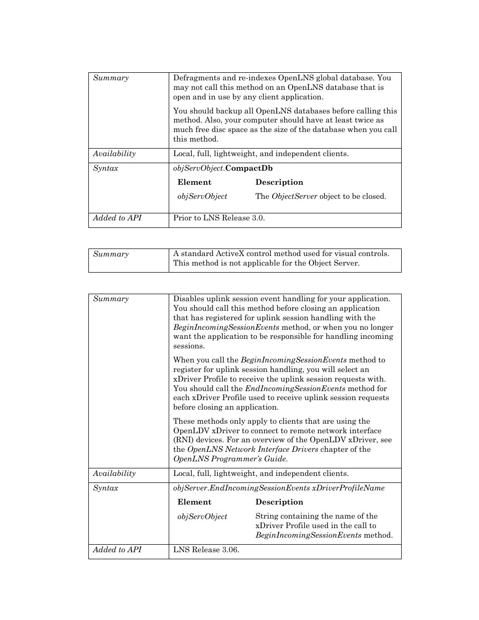 Compactdb, Drag, Endincomingsessionevents | Echelon OpenLNS User Manual | Page 705 / 1081
