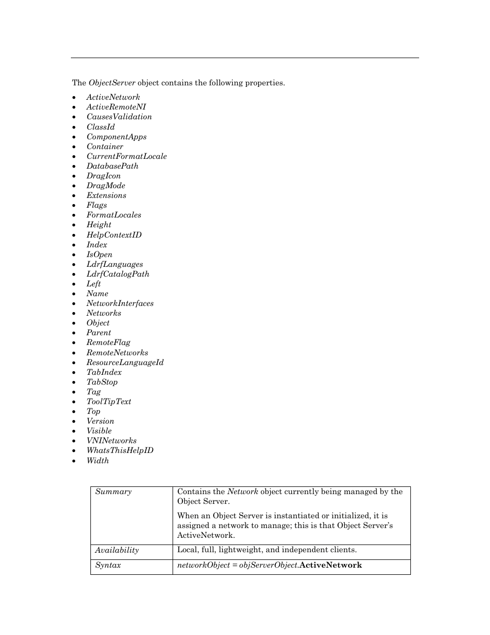 Properties, Activenetwork | Echelon OpenLNS User Manual | Page 710 / 1081