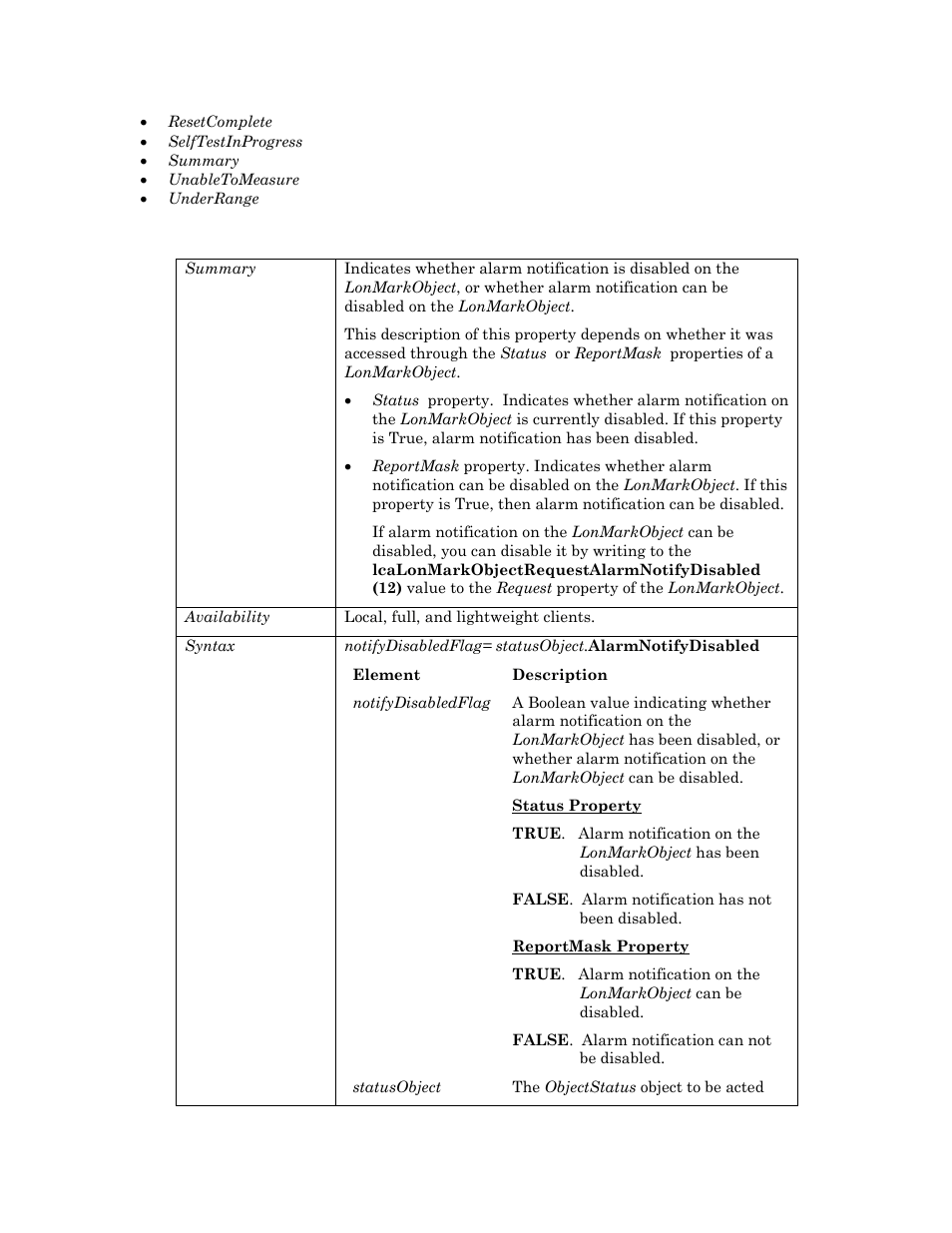 Alarmnotifydisabled, E alarmnotifydisabled | Echelon OpenLNS User Manual | Page 766 / 1081