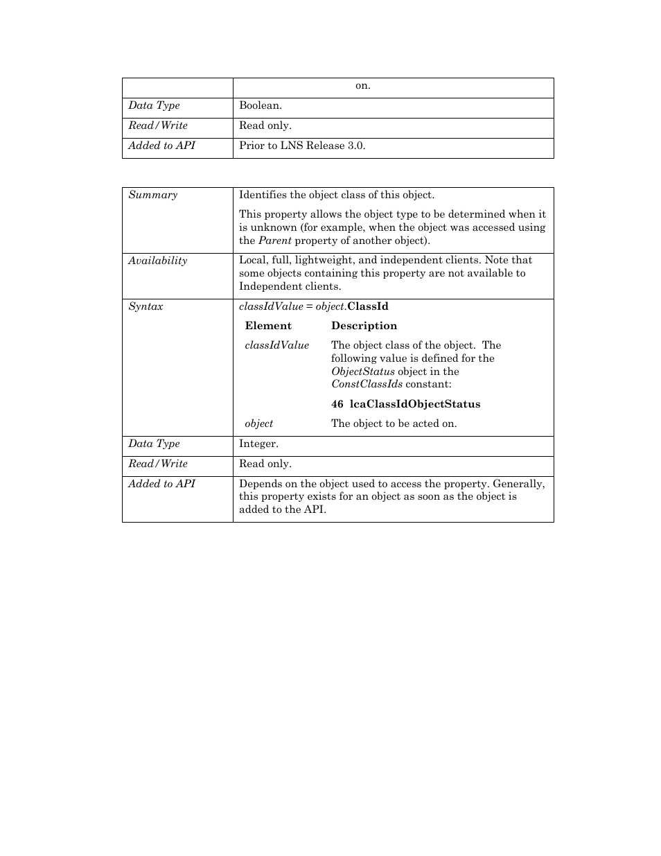 Classid | Echelon OpenLNS User Manual | Page 767 / 1081