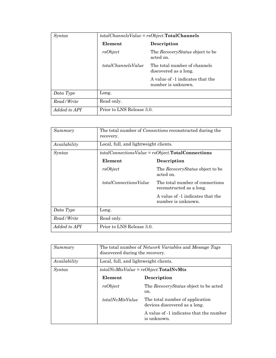 Totalconnections, Totalnvmts | Echelon OpenLNS User Manual | Page 802 / 1081