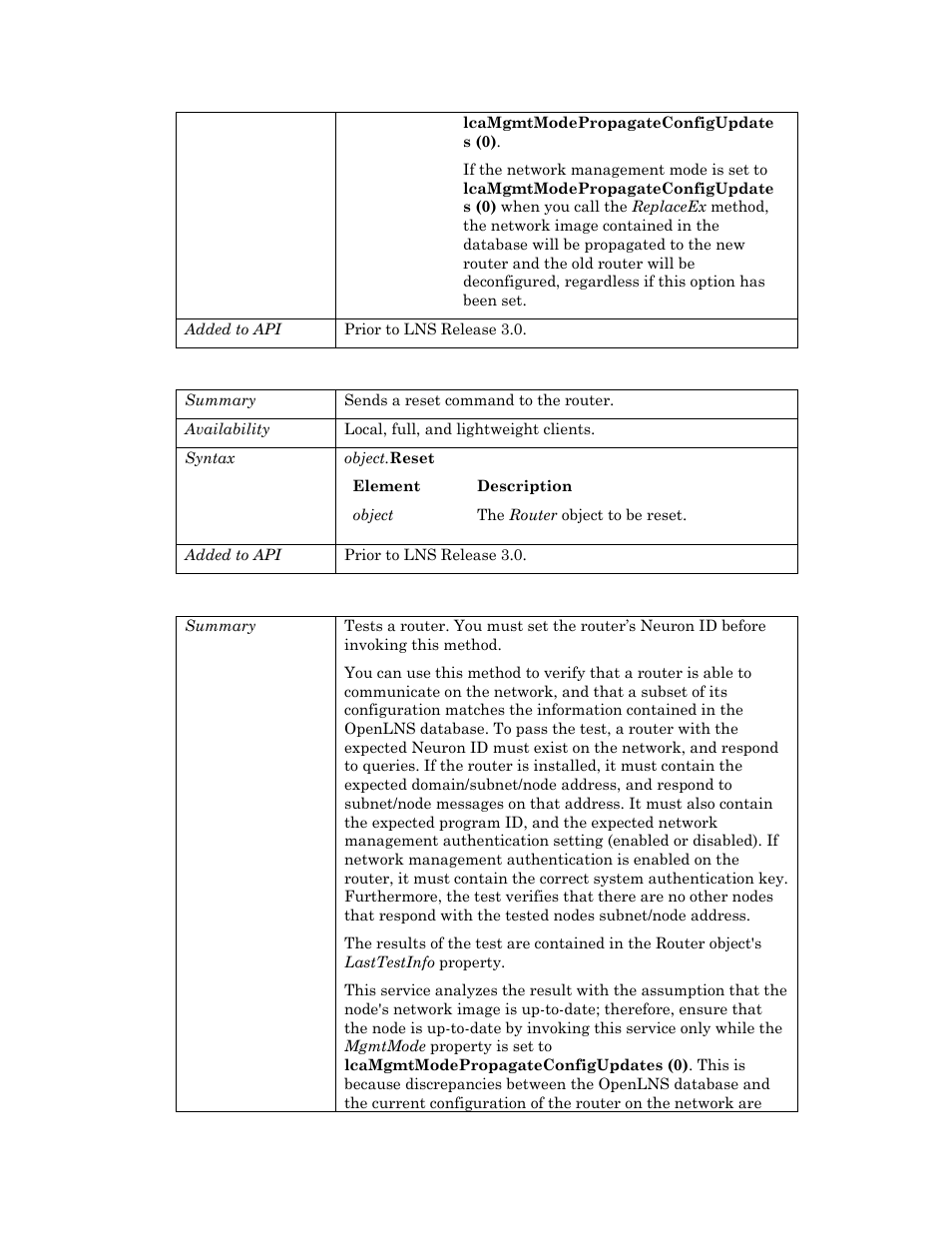 Reset, Test | Echelon OpenLNS User Manual | Page 811 / 1081