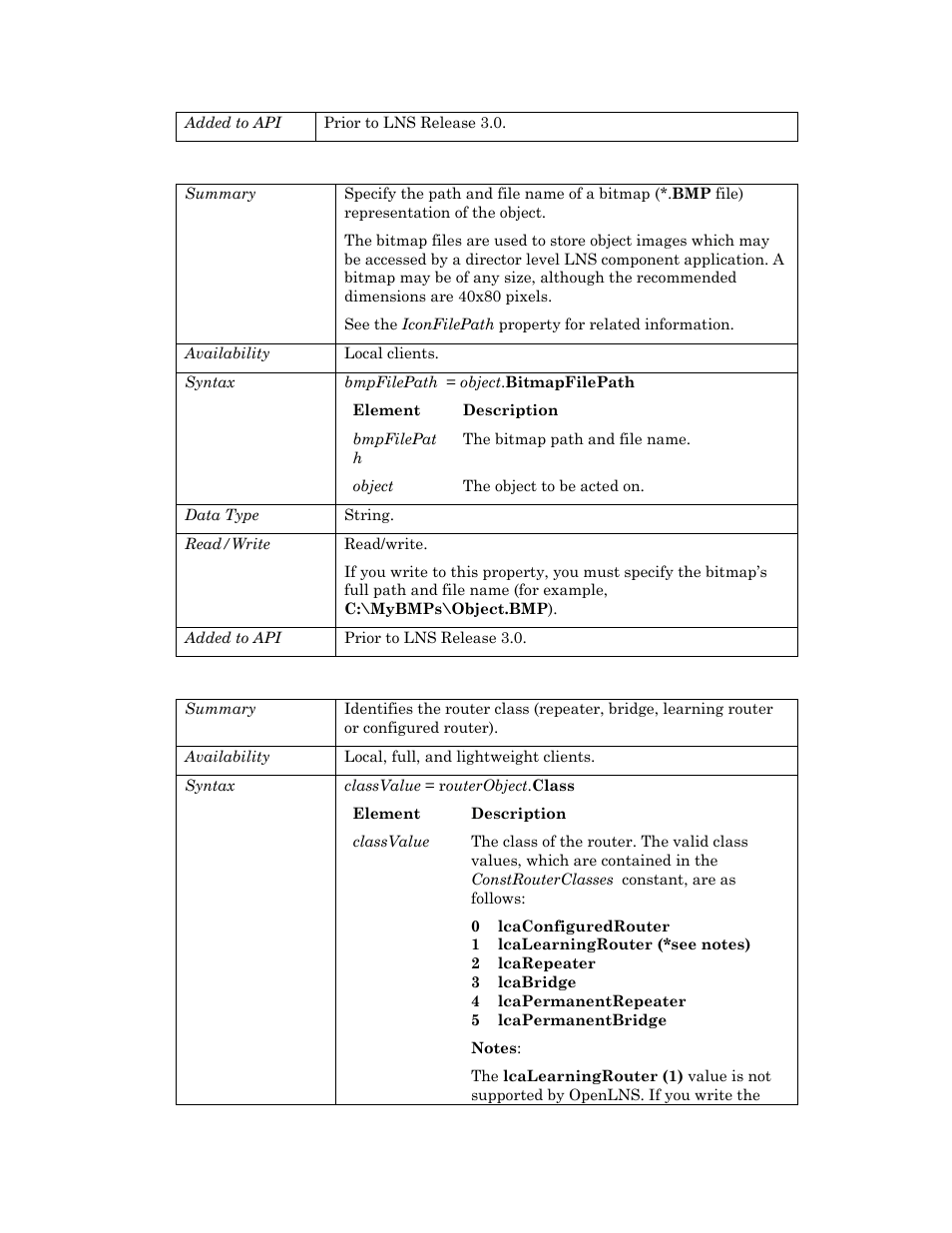 Bitmapfilepath, Class | Echelon OpenLNS User Manual | Page 820 / 1081