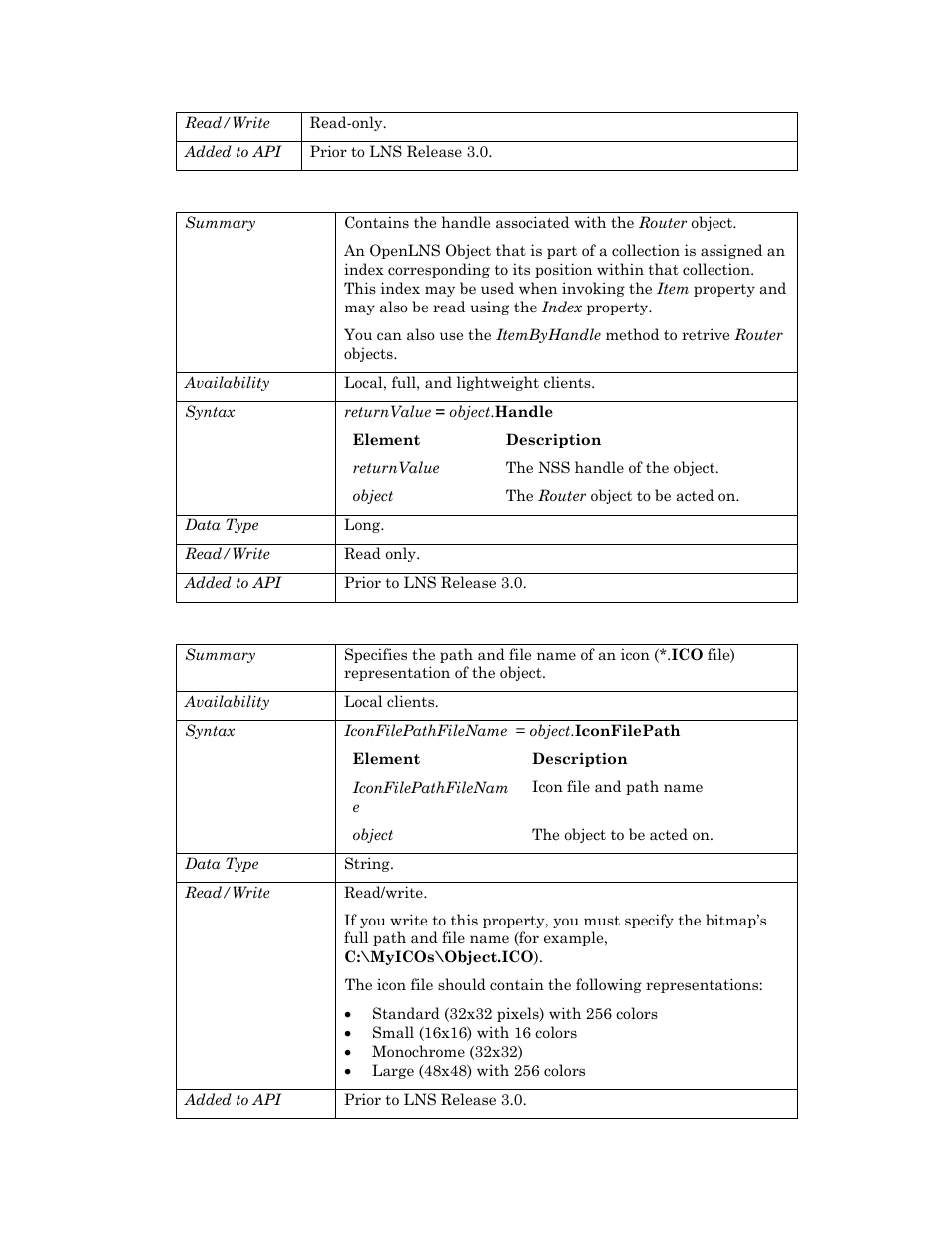 Handle, Iconfilepath | Echelon OpenLNS User Manual | Page 824 / 1081