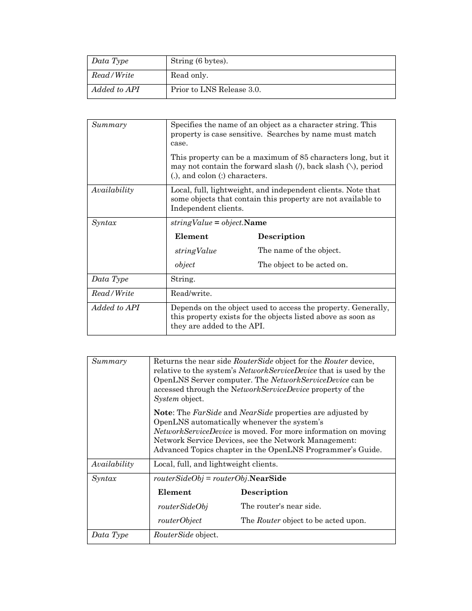 Name, Nearside, D nearside | Echelon OpenLNS User Manual | Page 826 / 1081