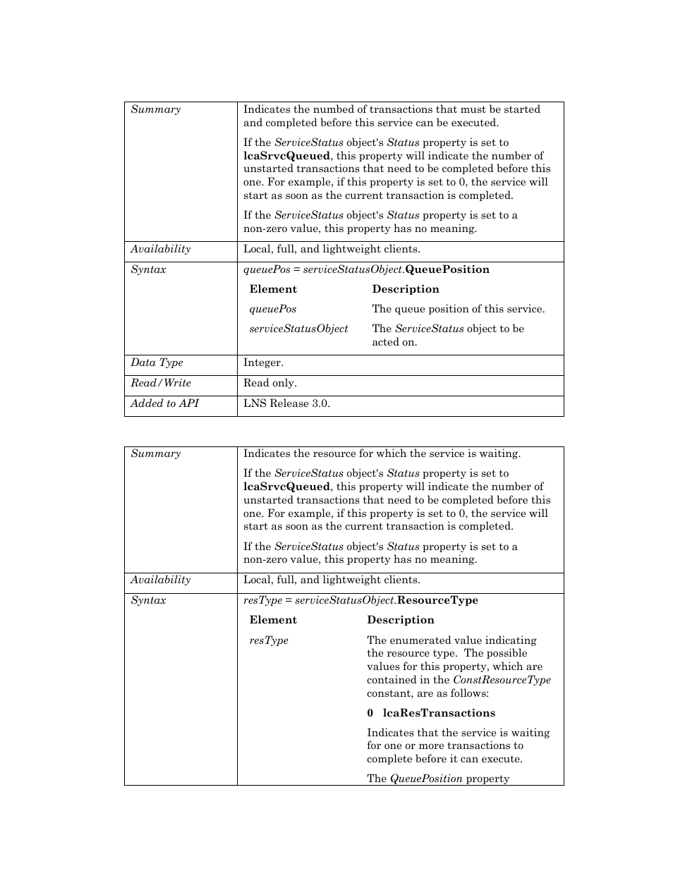 Queueposition, Resourcetype | Echelon OpenLNS User Manual | Page 851 / 1081