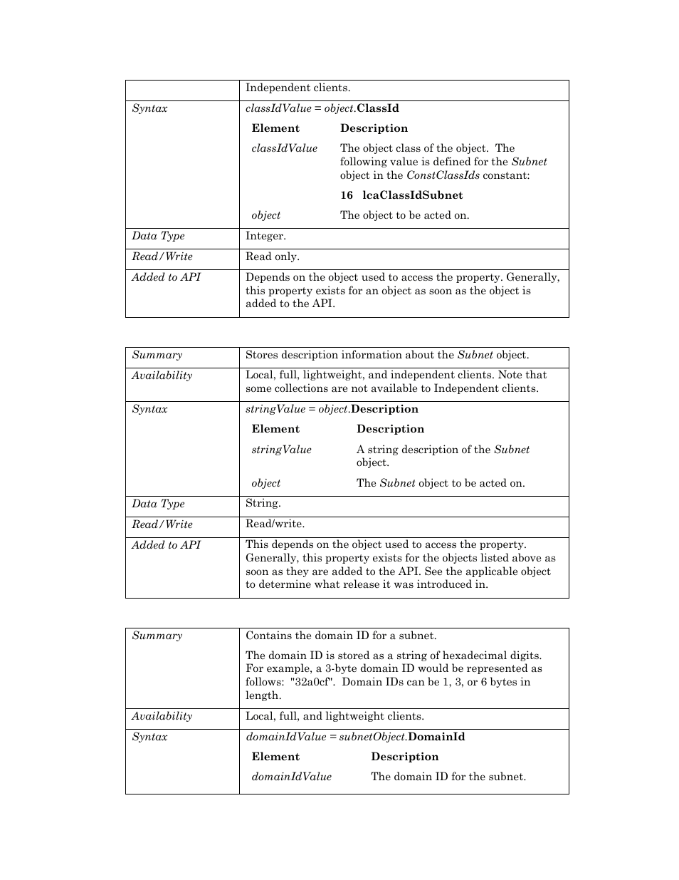 Description, Domainid | Echelon OpenLNS User Manual | Page 858 / 1081
