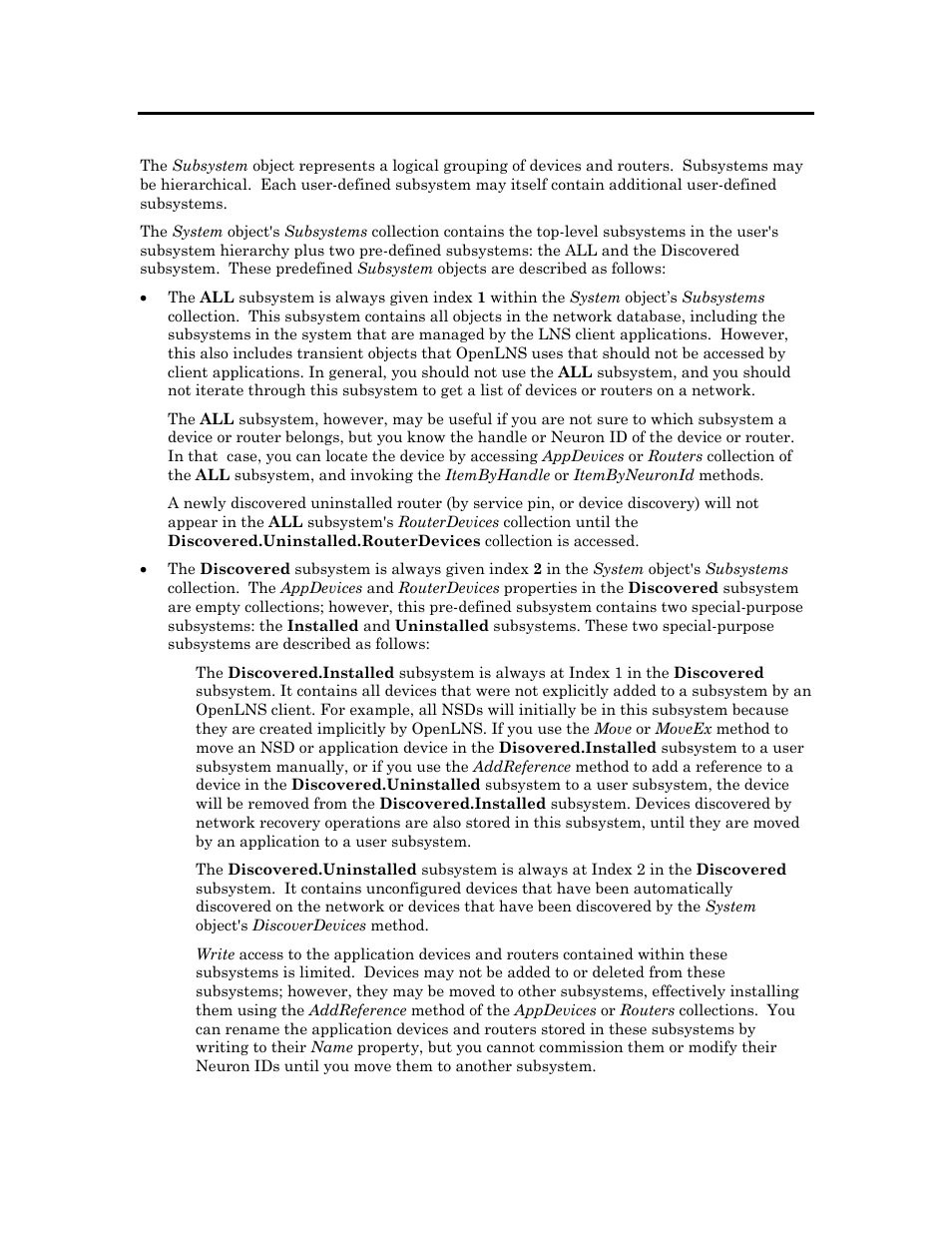 Subsystem, T subsystem | Echelon OpenLNS User Manual | Page 866 / 1081