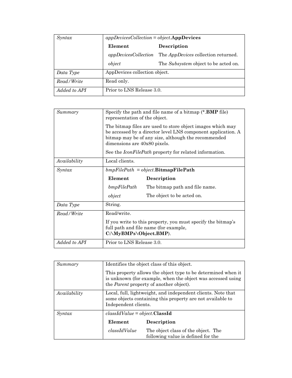 Bitmapfilepath, Classid | Echelon OpenLNS User Manual | Page 868 / 1081