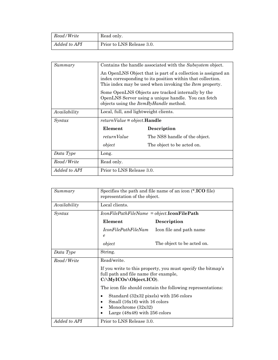 Handle, Iconfilepath | Echelon OpenLNS User Manual | Page 870 / 1081