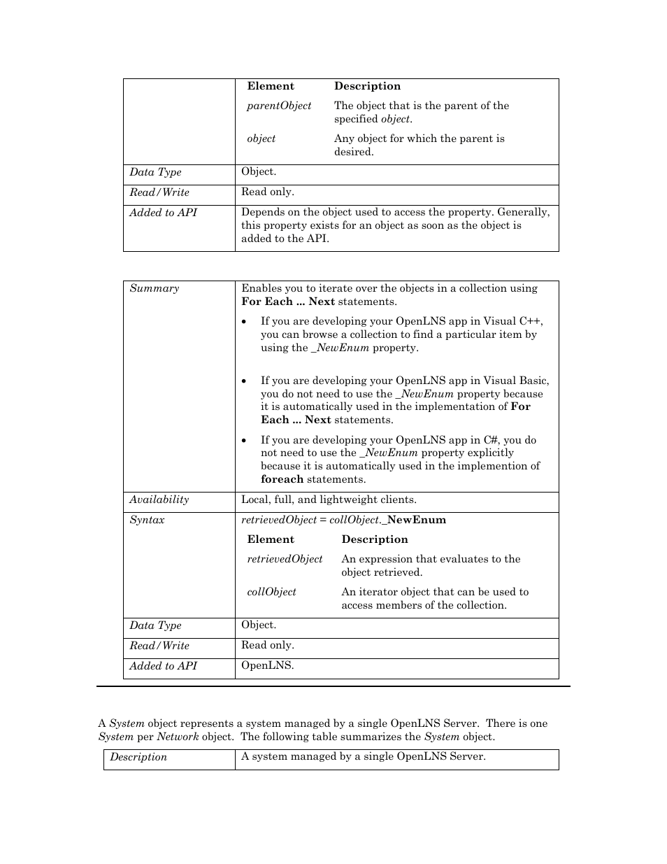 Newenum, System, System ob | E system, Systems, System o, E system ob | Echelon OpenLNS User Manual | Page 878 / 1081