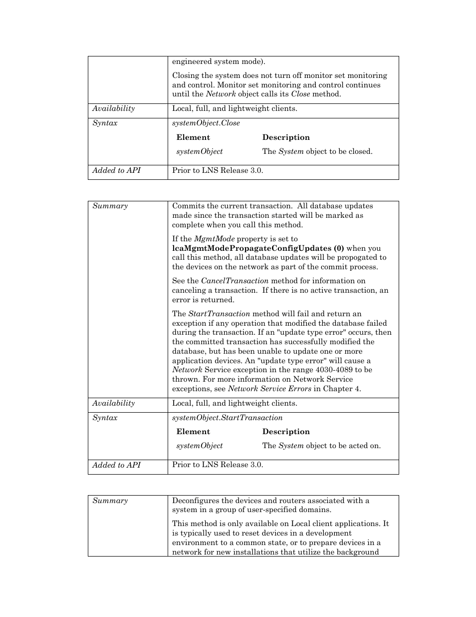 Committtransaction, Deconfignetwork, D committransaction m | Echelon OpenLNS User Manual | Page 888 / 1081