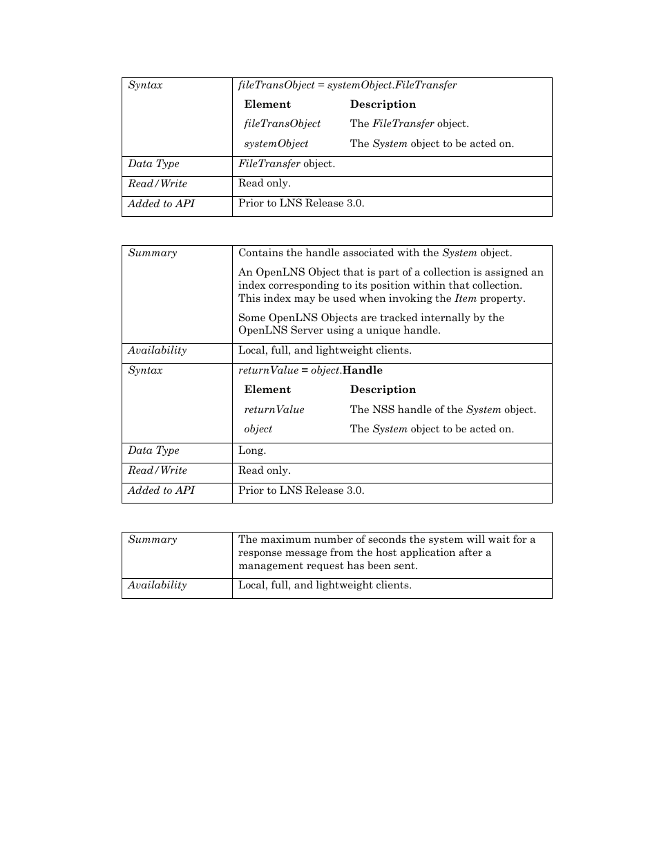 Handle, Hosttimer | Echelon OpenLNS User Manual | Page 927 / 1081