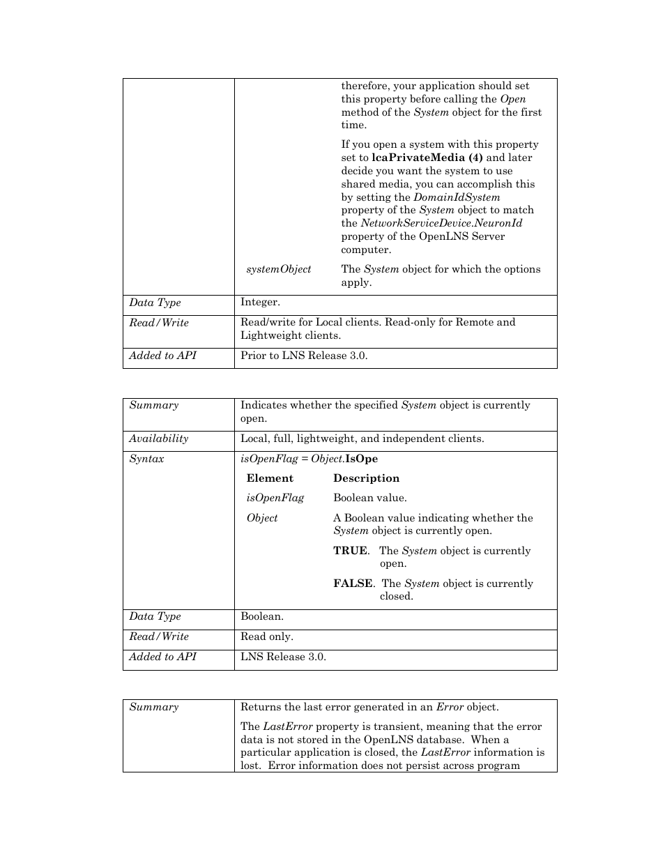 Isopen, Lasterror | Echelon OpenLNS User Manual | Page 930 / 1081