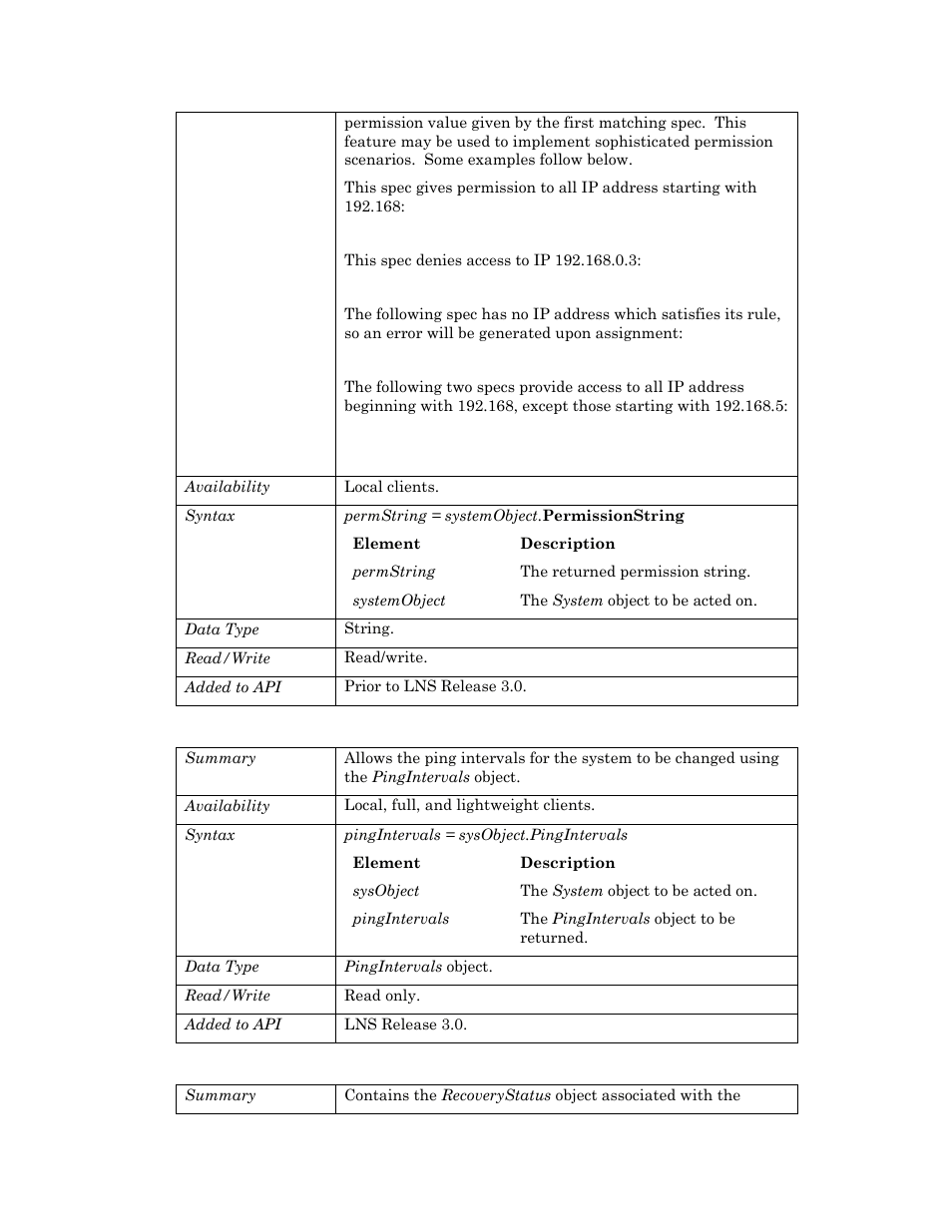 Pingintervals, Recoverystatus, D pingintervals | Ping intervals | Echelon OpenLNS User Manual | Page 938 / 1081