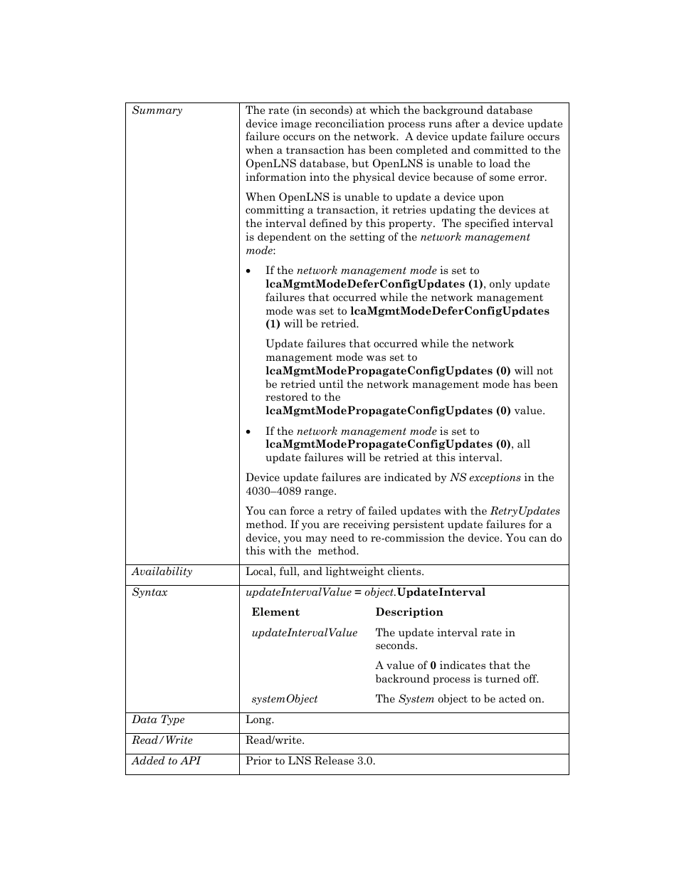 Updateinterval | Echelon OpenLNS User Manual | Page 952 / 1081