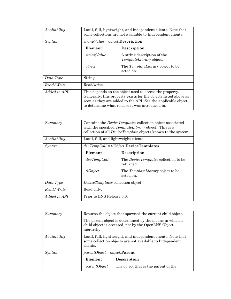 Devicetemplates, Parent | Echelon OpenLNS User Manual | Page 958 / 1081