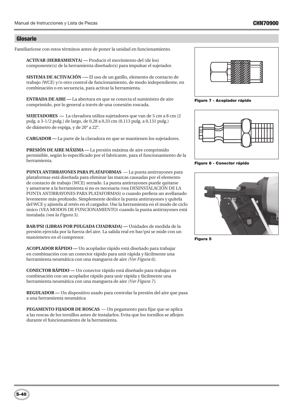 Glosario | Campbell Hausfeld CHN70900 User Manual | Page 48 / 60