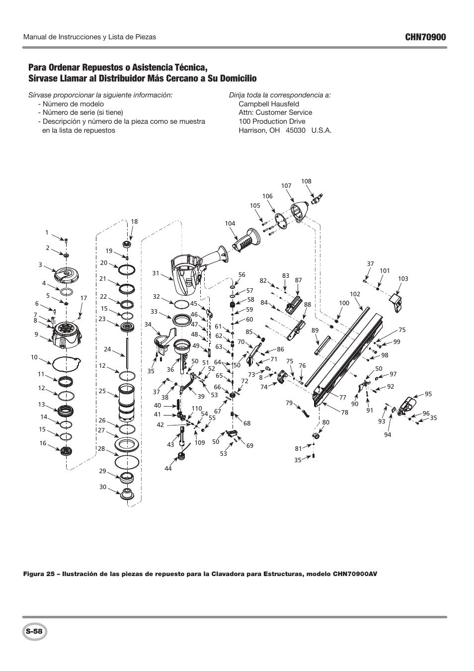 Campbell Hausfeld CHN70900 User Manual | Page 58 / 60