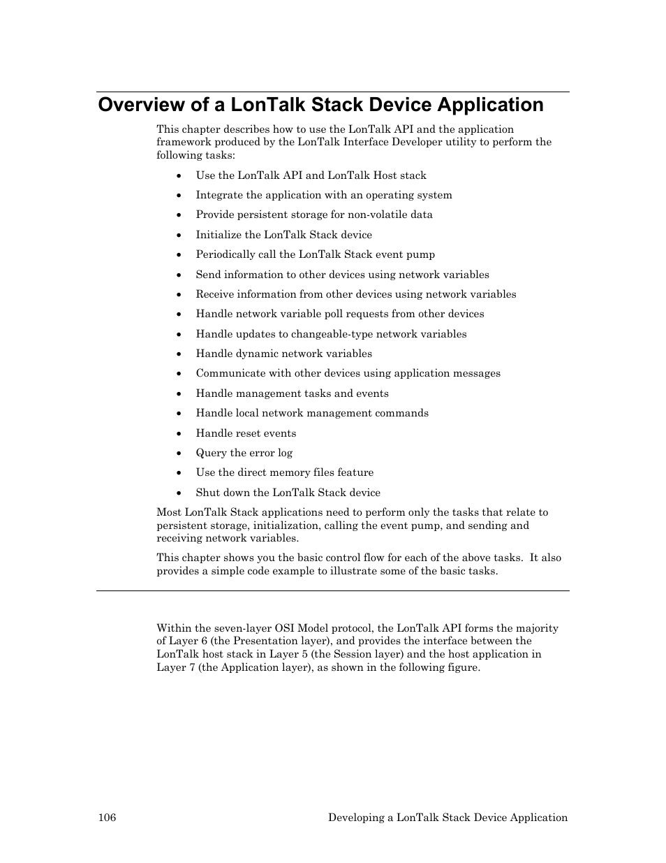 Overview of a lontalk stack device application, Using the lontalk api | Echelon LonTal Stack User Manual | Page 118 / 247